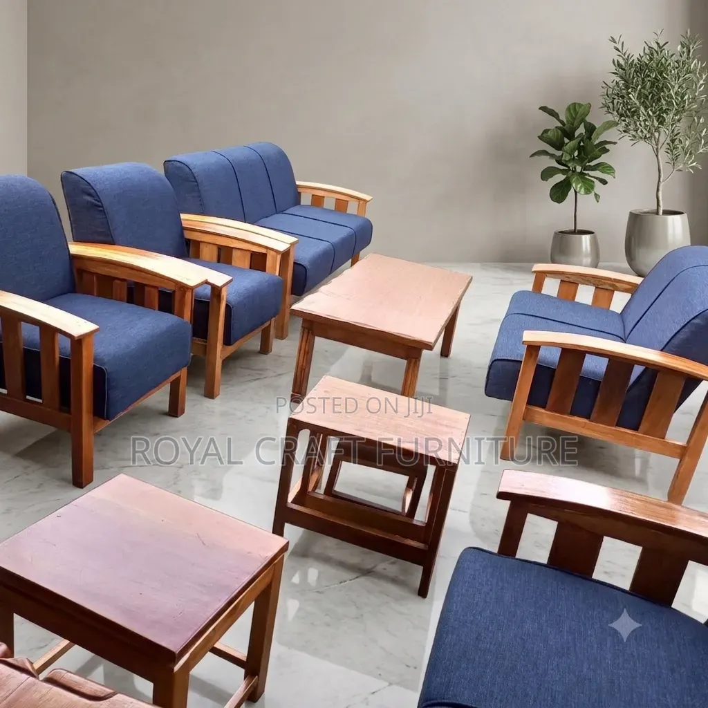 Modern 7-seater Mahogany Open Sofa Set