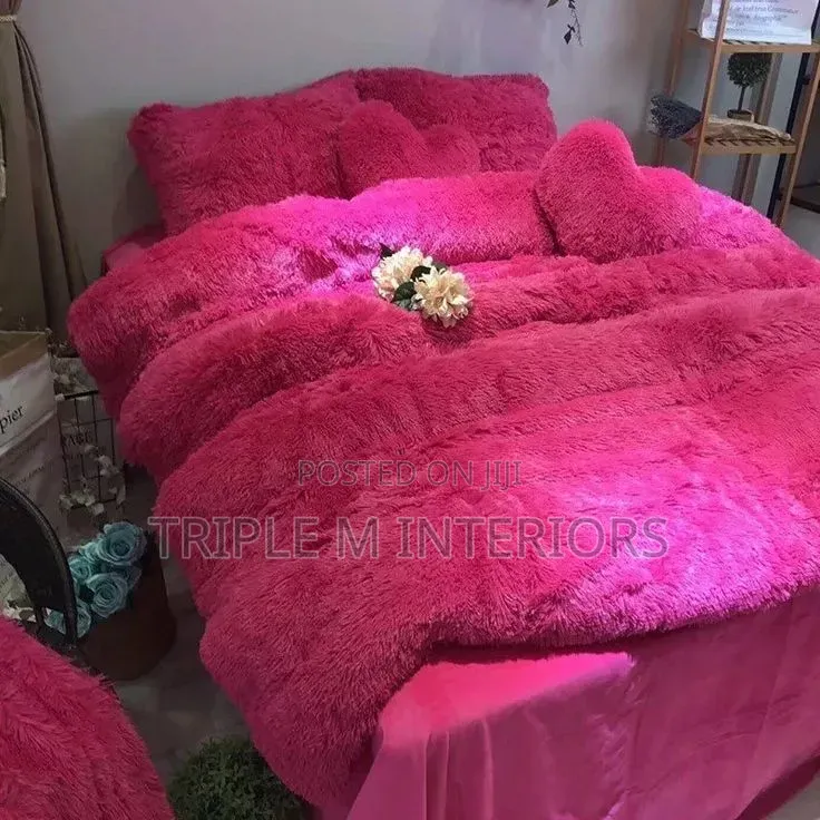 Pink Soft Fluffy Duvets Set