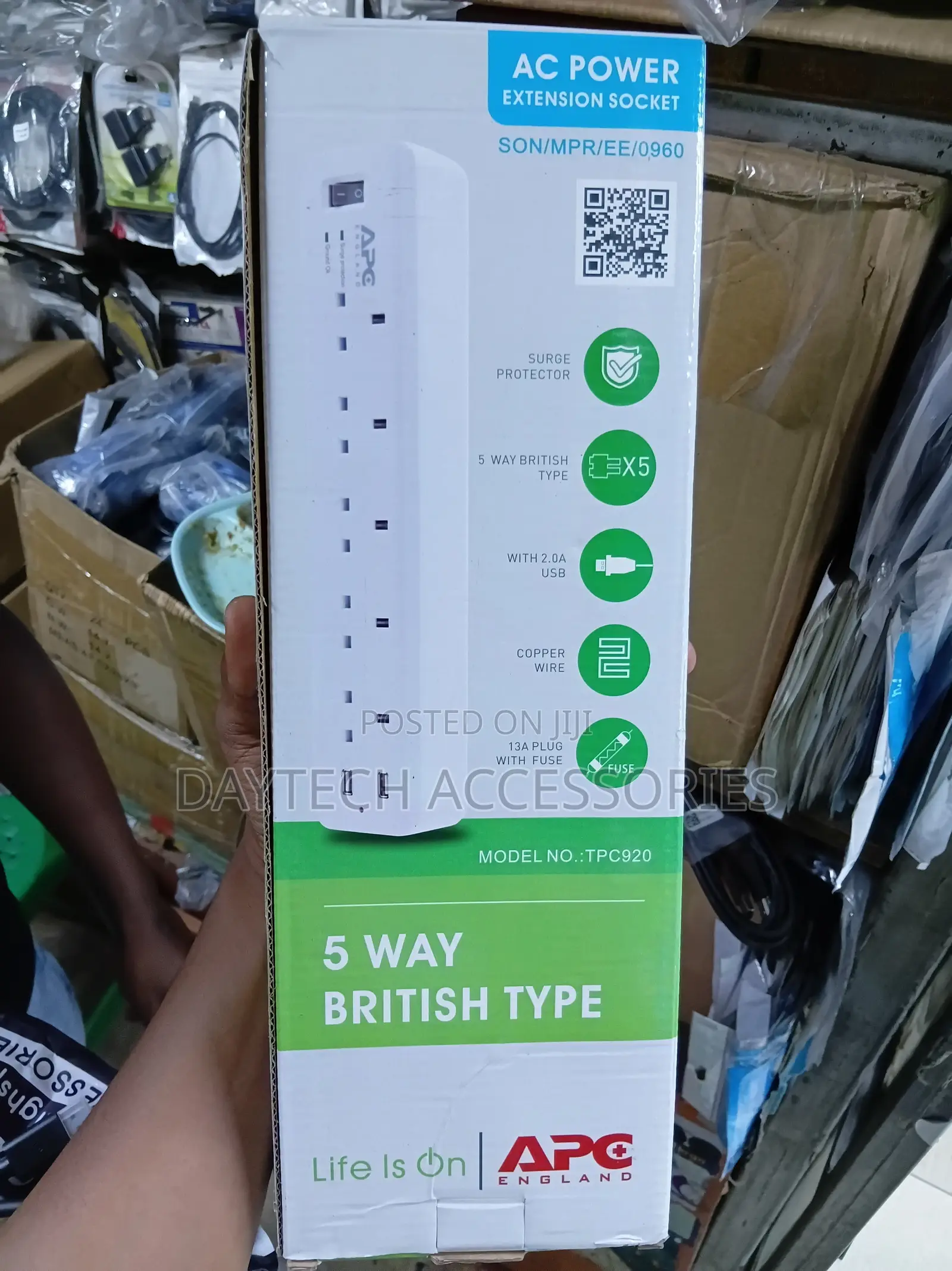 This Apc 5-Way Power Extension Socket (Model Tpc920) Surge Protection.