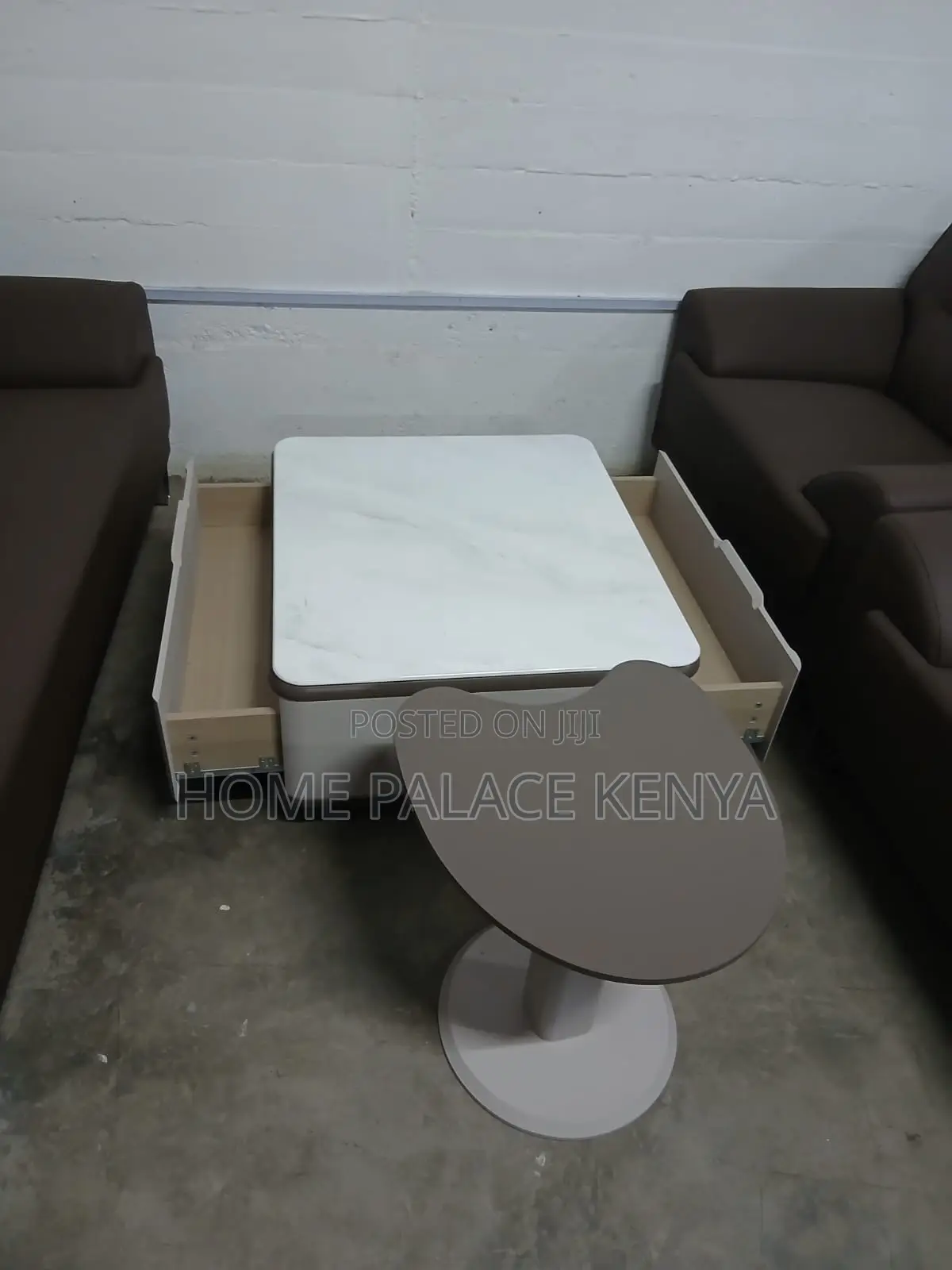 Home Table: Marble Square Table With Storage and Side Stool