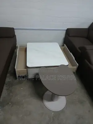 Home Table: Marble Square Table With Storage and Side Stool