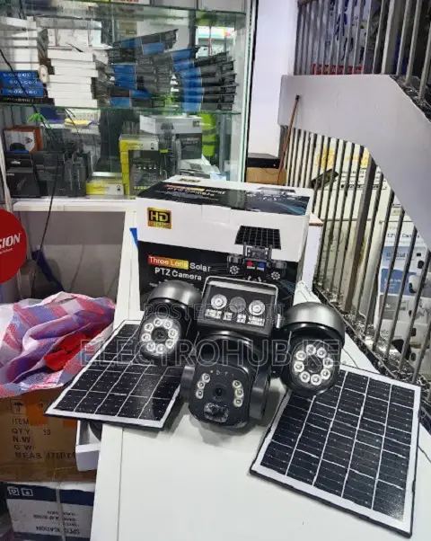 V380pro Triple Lens Dual Panel Solar PTZ Camera Outdoor Surveillance