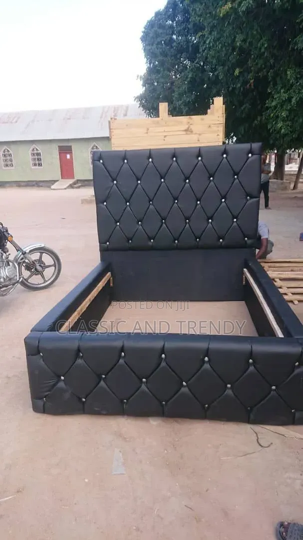 5x6 Black Upholstered Bed