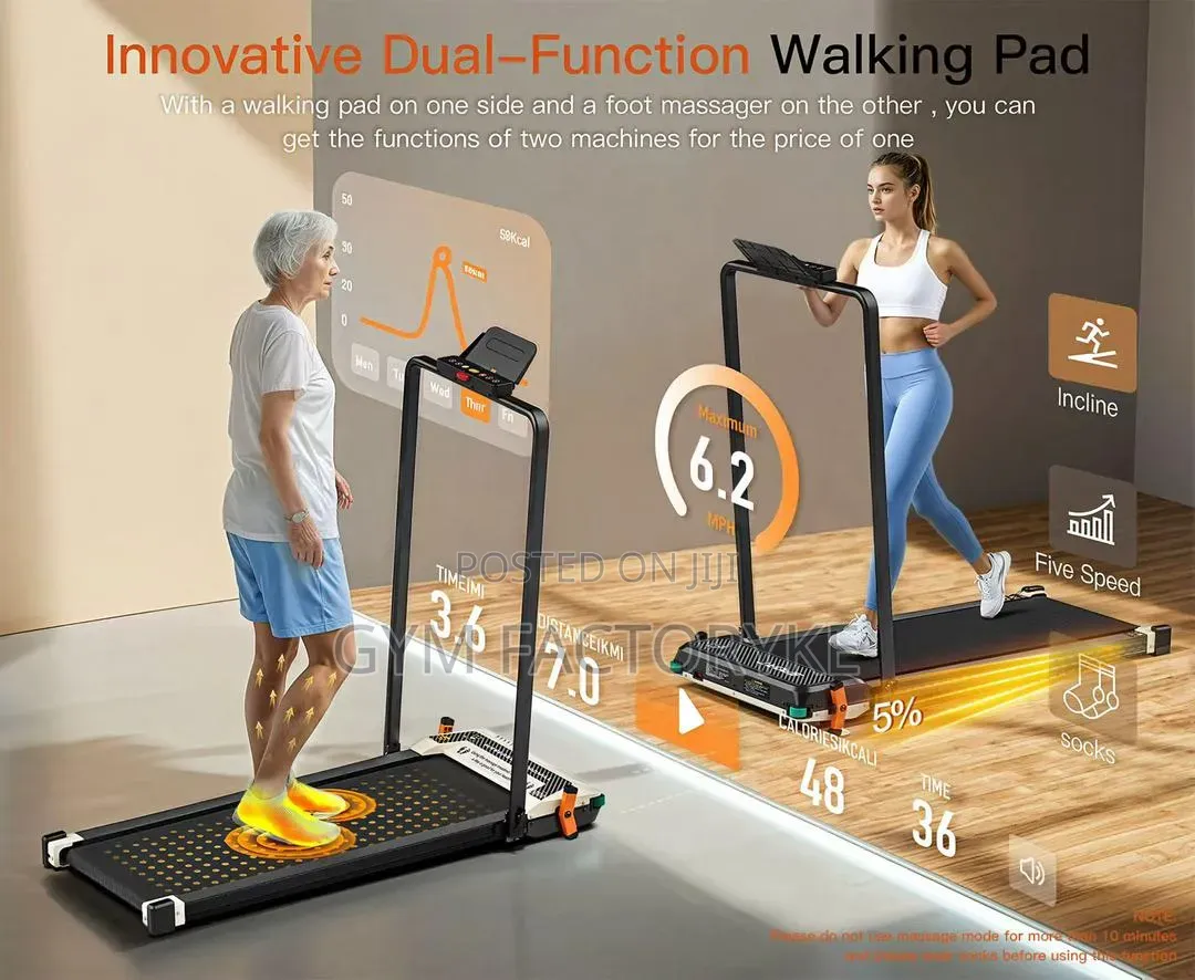 Massage Walking Pad Treadmill 150kgs Max Load