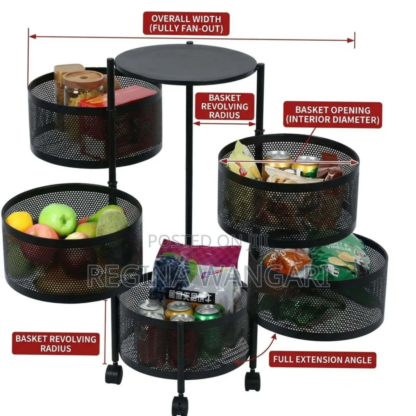 4 Tier Metallic Fruit Rack/Kitchen Organizer