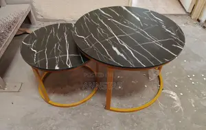 Black Nesting Coffee Table Marble Effect (Mdf)