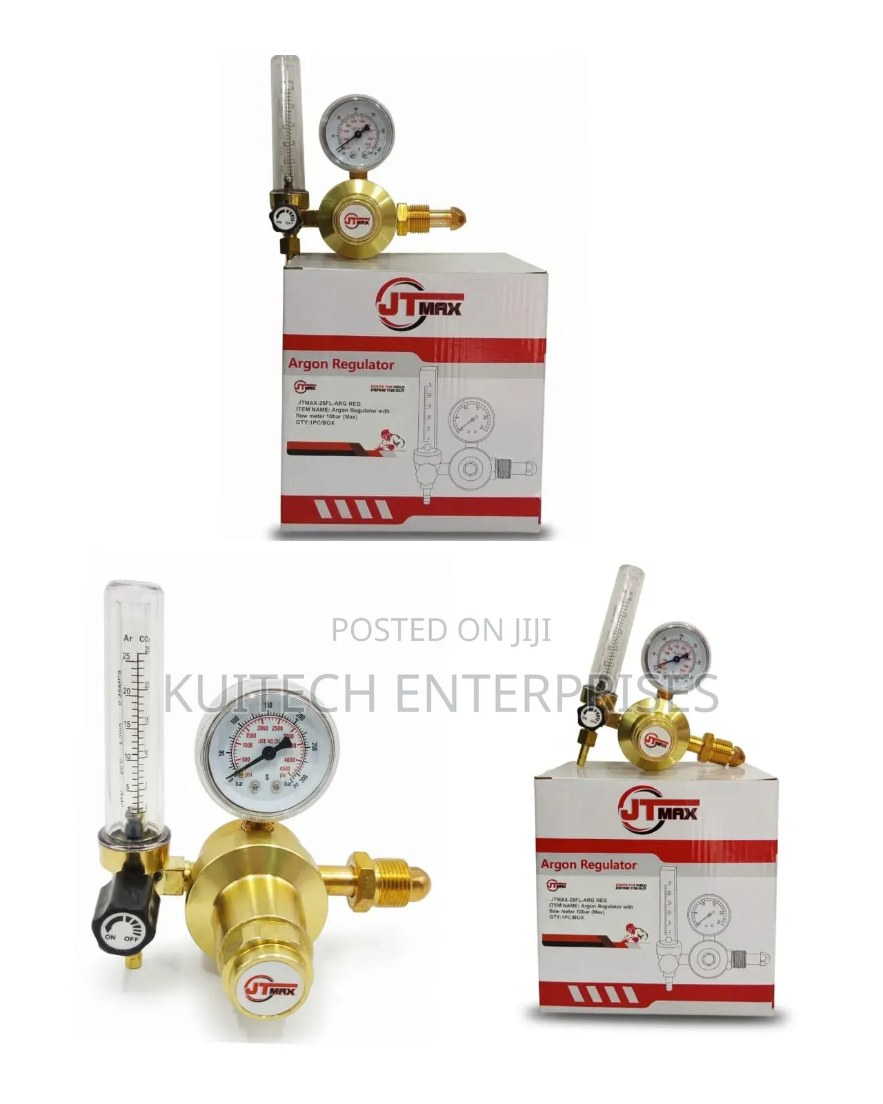 Argon Regulator With Flow Meter Pressure Gauge/ Brass Body/ Tig/Mig
