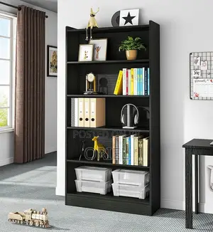 Office Bookshelf : Black Office 5 Shelf Bookcase
