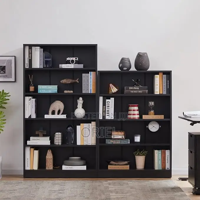 Office Bookshelf : Black Office 5 Shelf Bookcase