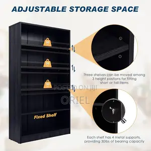 Office Bookshelf : Black Office 5 Shelf Bookcase