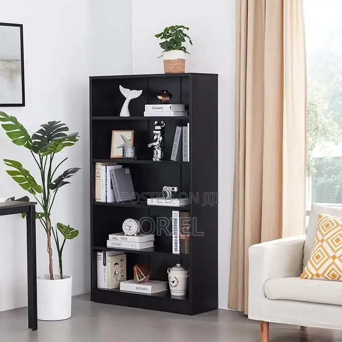 Office Bookshelf : Black Office 5 Shelf Bookcase