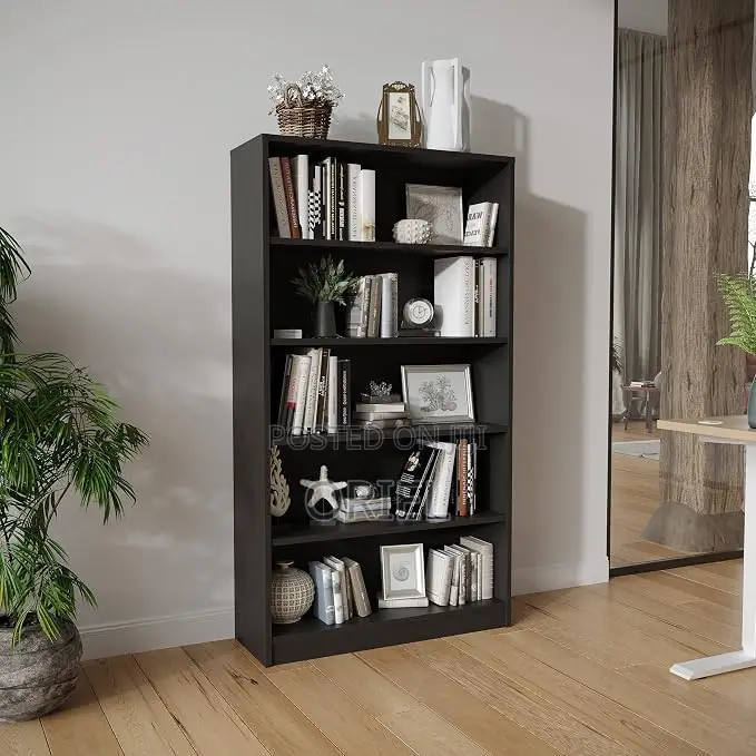 Office Bookshelf : Black Office 5 Shelf Bookcase
