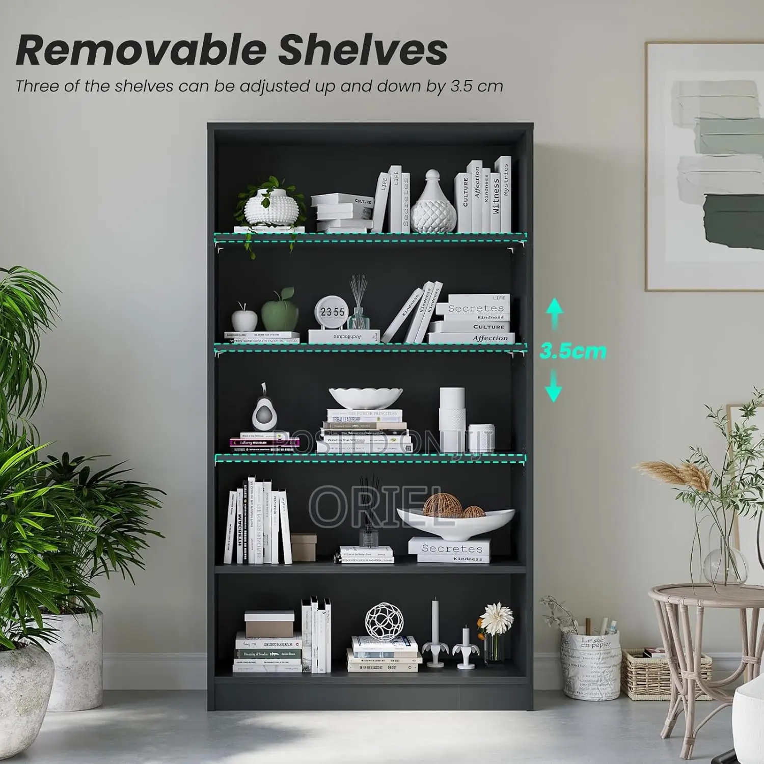 Office Bookshelf : Black Office 5 Shelf Bookcase