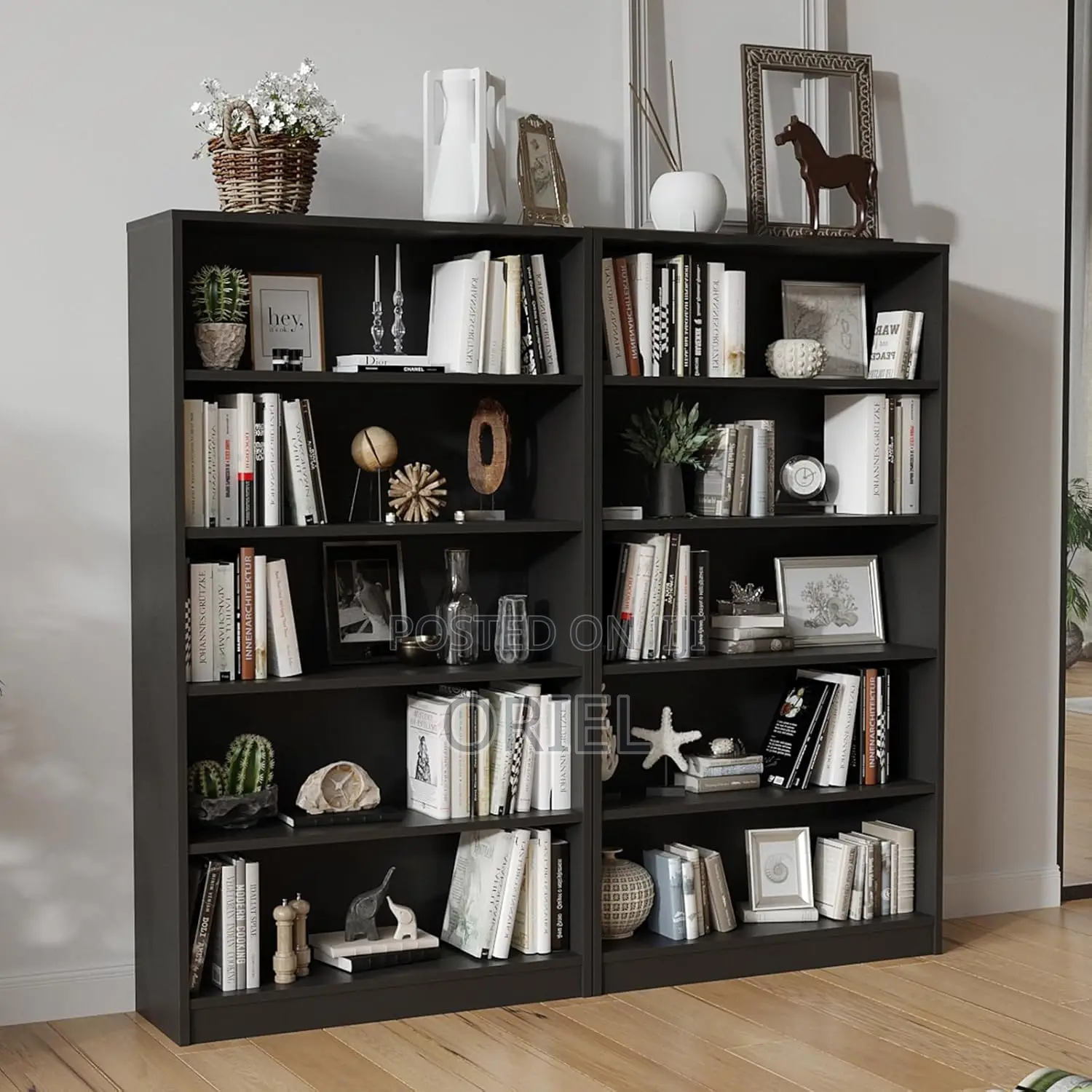 Office Bookshelf : Black Office 5 Shelf Bookcase