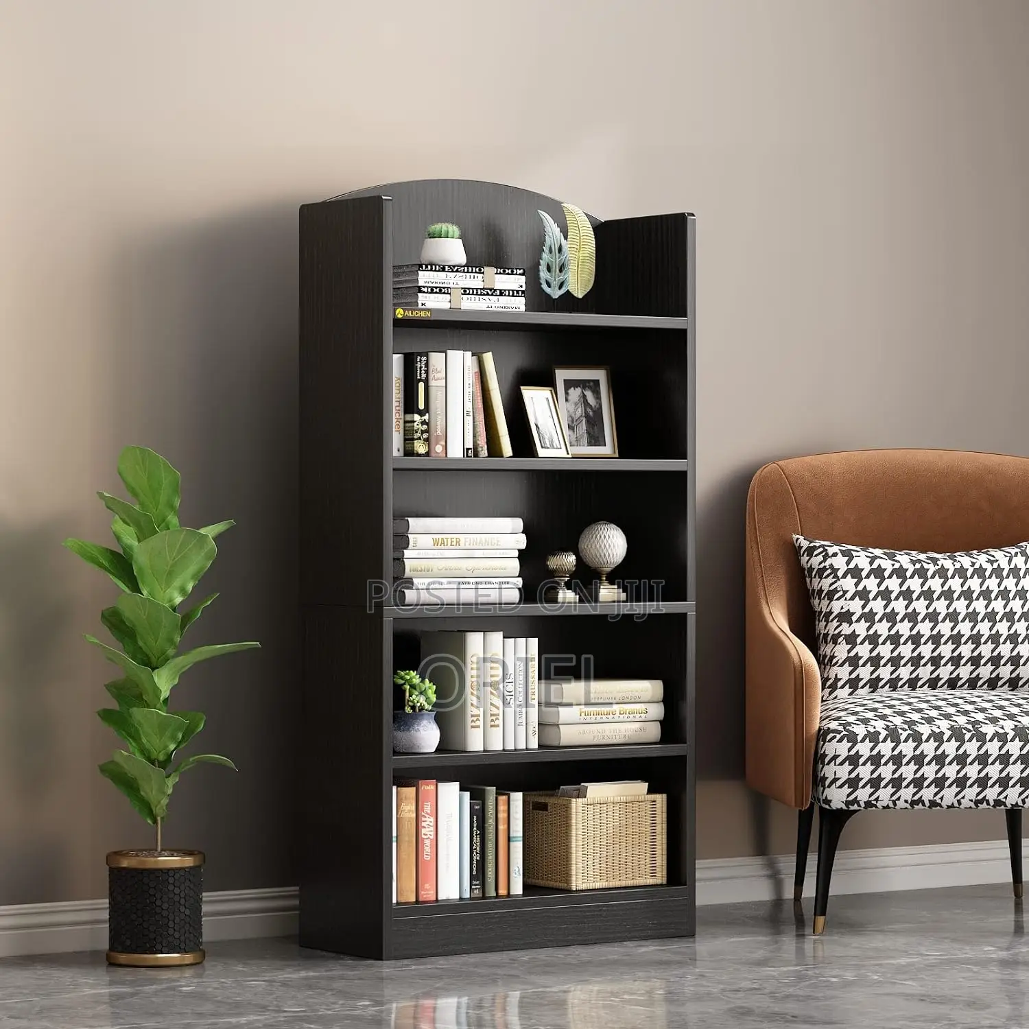 Office Bookshelf : Black Office 5 Shelf Bookcase