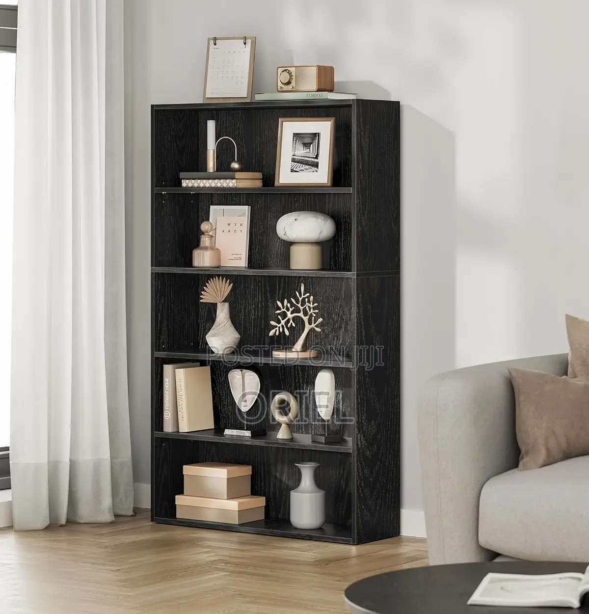 Office Bookshelf : Black Office 5 Shelf Bookcase