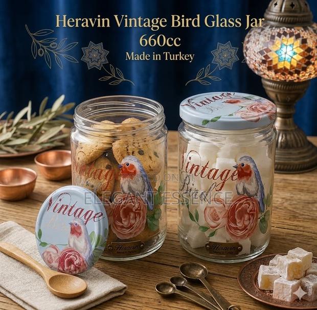 *Heravin Vintage Bird Glass Jar-660ml