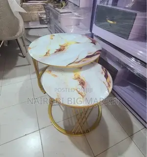 Marble Nesting Coffee Table (Glass Effect) White
