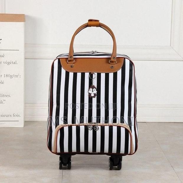 Generic Cabin Trolley Bag Ft Black and White Striped Pattern Wheels - thumbnail 2