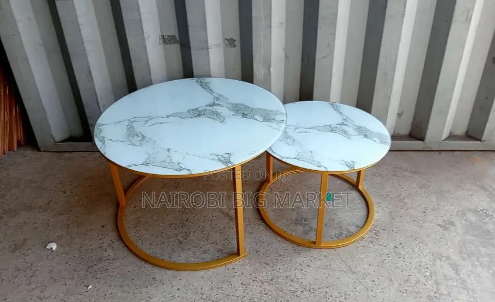 Marble Nesting Coffee Table (Glass Effect) White