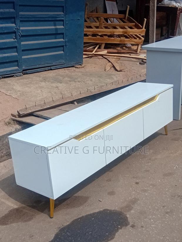 Modern White Tv Stand With Gold Accents