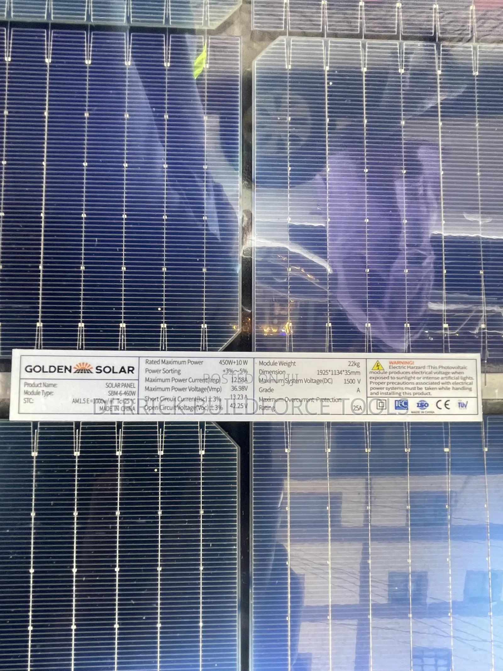Golden Solar Bifacial 460watts Solar Panel