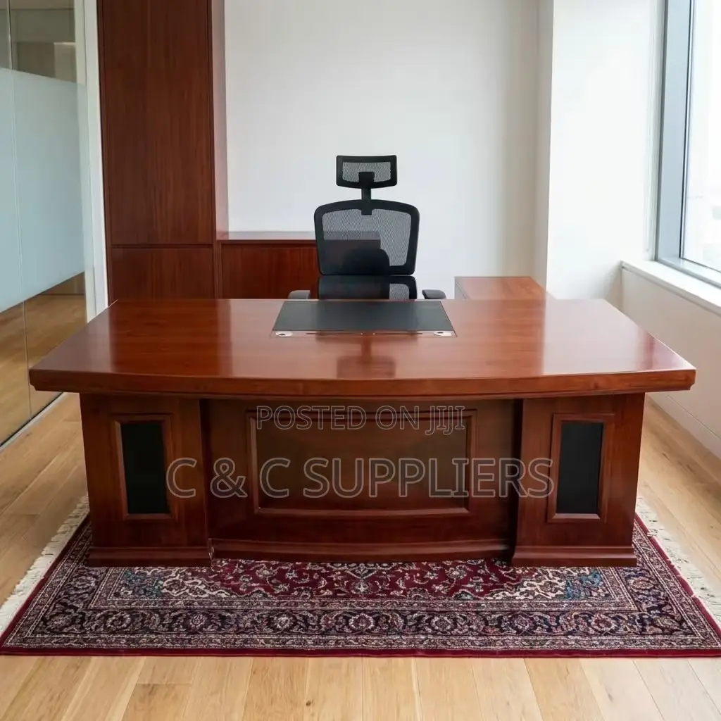 Imported Mahogany Ceo's Desk With Extension