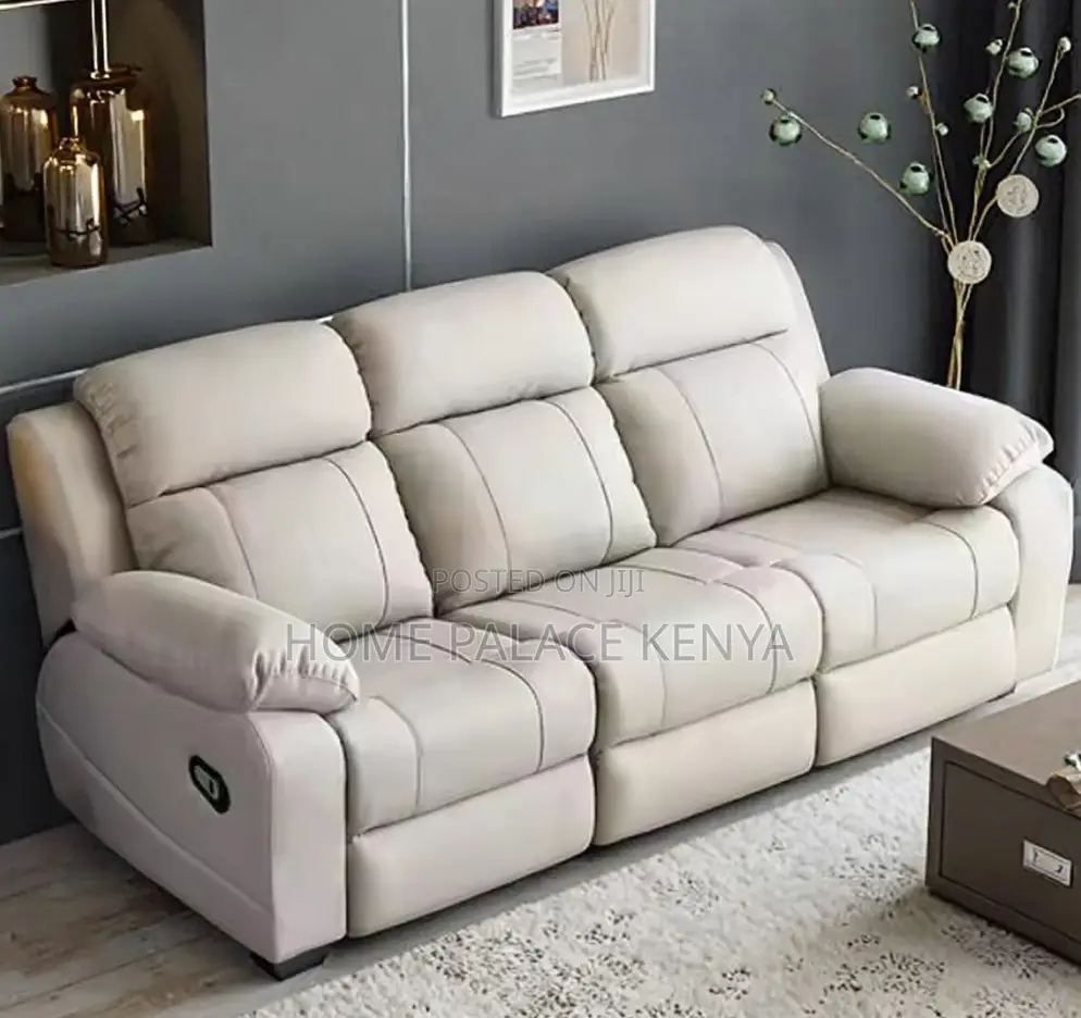 Home Sofa: 3 Person Beige Recliner Lounge Seat