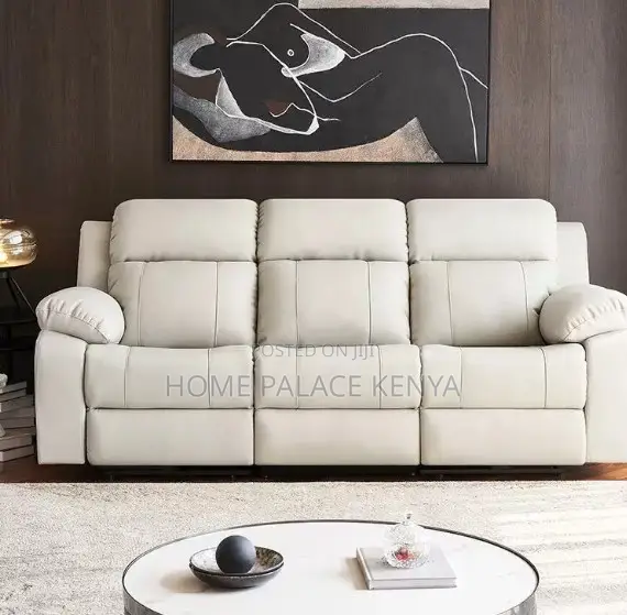 Home Sofa: 3 Person Beige Recliner Lounge Seat