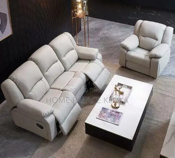 Home Sofa: 3 Person Beige Recliner Lounge Seat