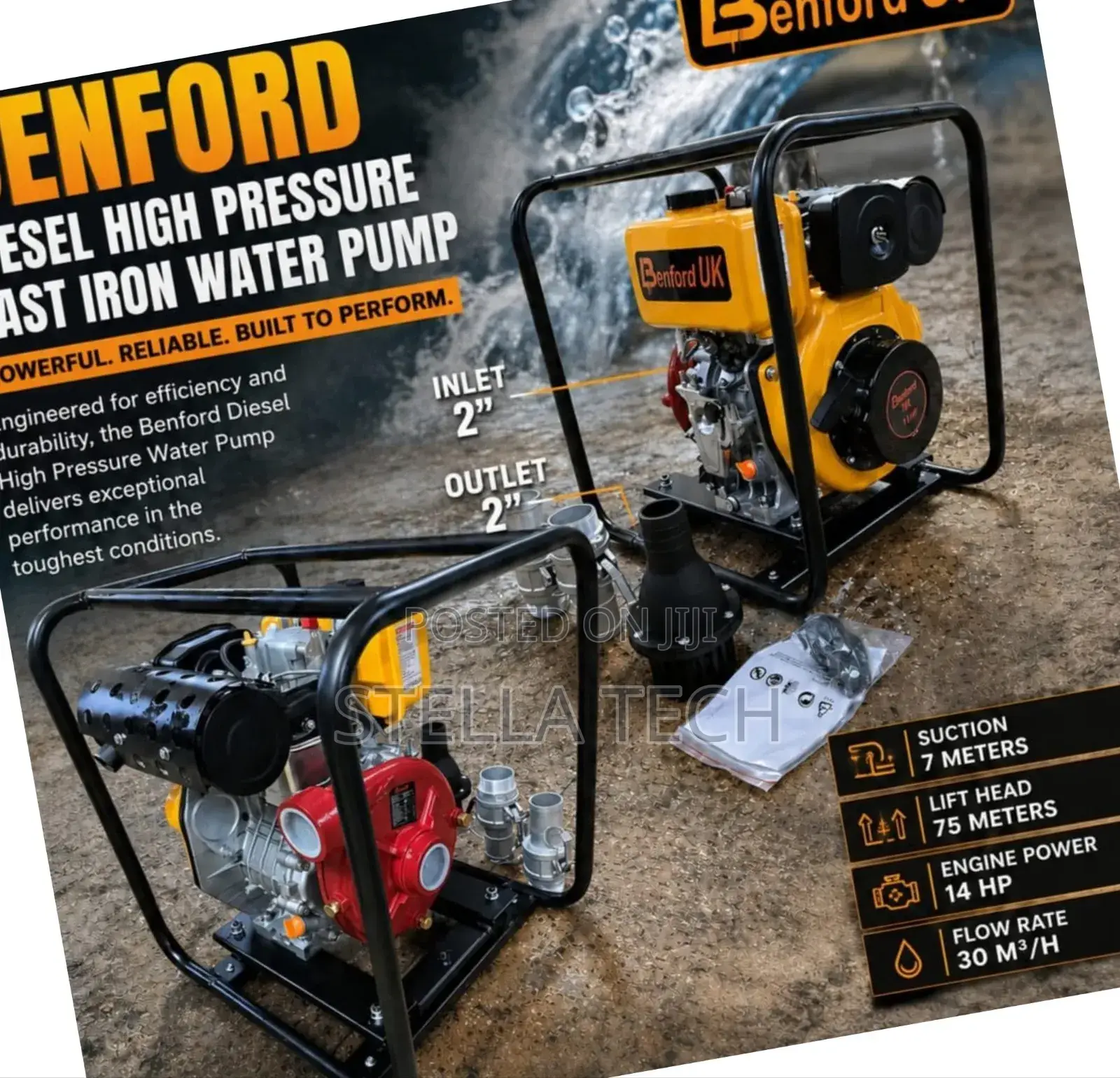 Benford Uk Diesel High Pressure Cast Iron Water Pump