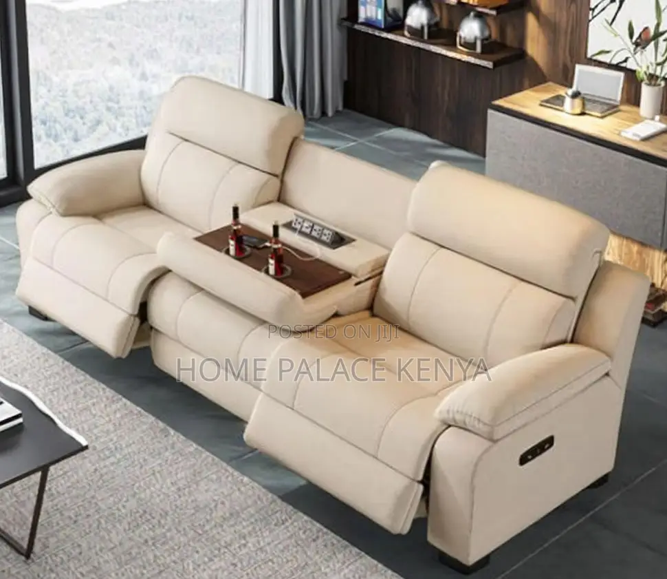 Home Sofa: 3 Person Beige Recliner Lounge Seat