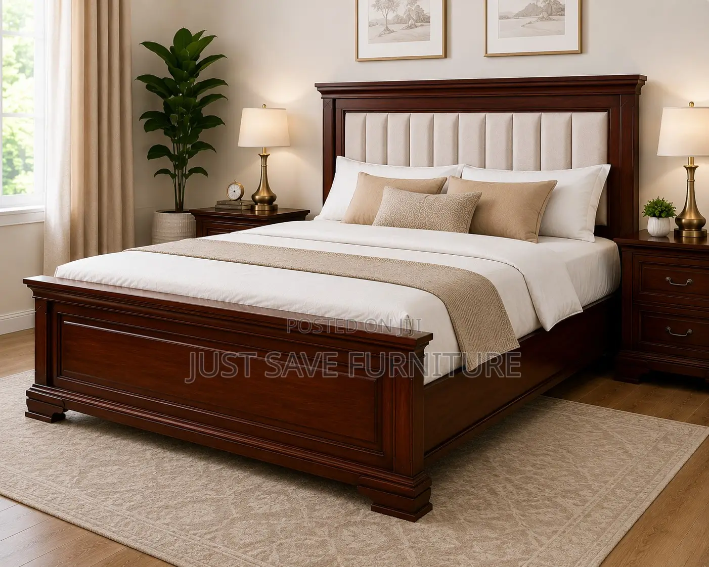 5x6 Executive Mahogany Bed Frame – Elegant Wooden Bedroom Furniture