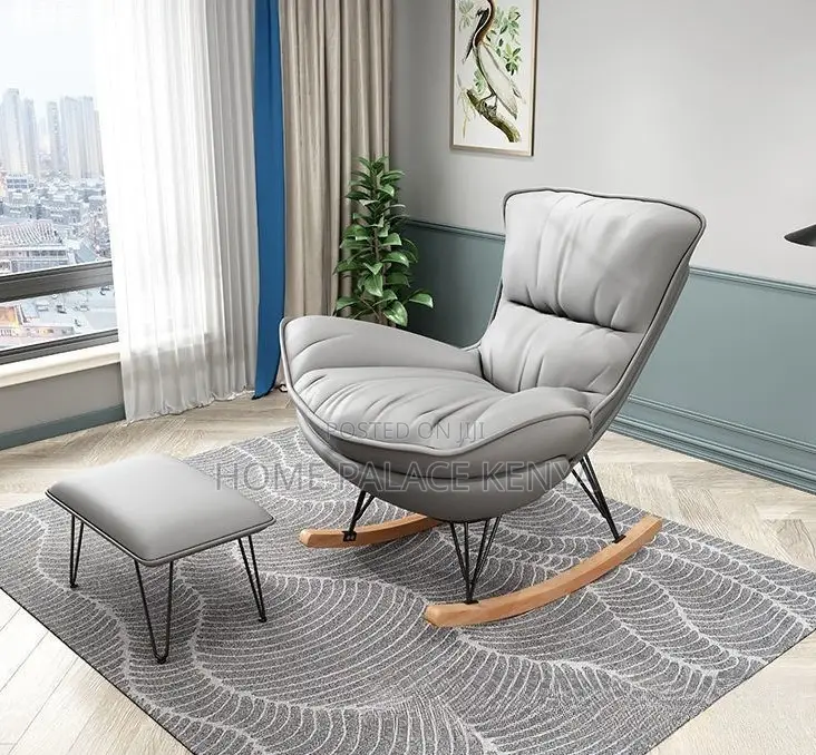 Rocking Chair: Checked Fabric Lobster Lazy Sofa With Legrest