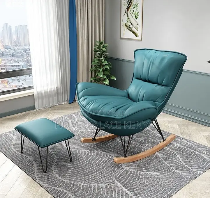 Rocking Chair: Checked Fabric Lobster Lazy Sofa With Legrest
