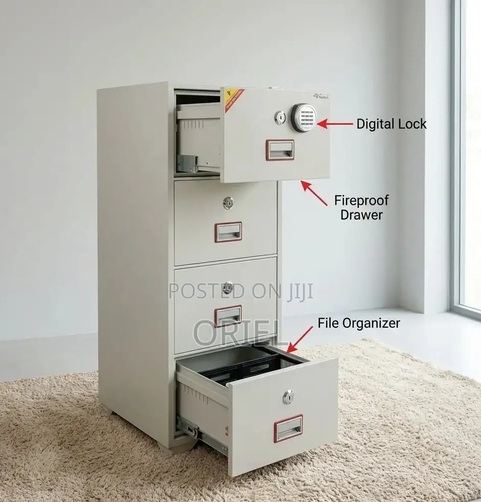 Office Safe : 266kgs 4-Drawers Fireproof Cabinet Safe