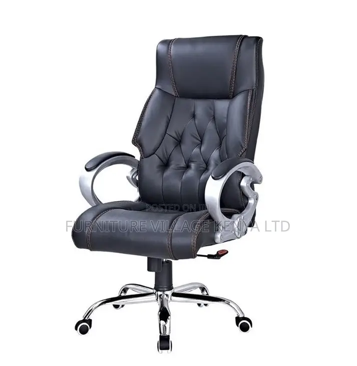 Swivel Leather Chair With Soft Elbow Support