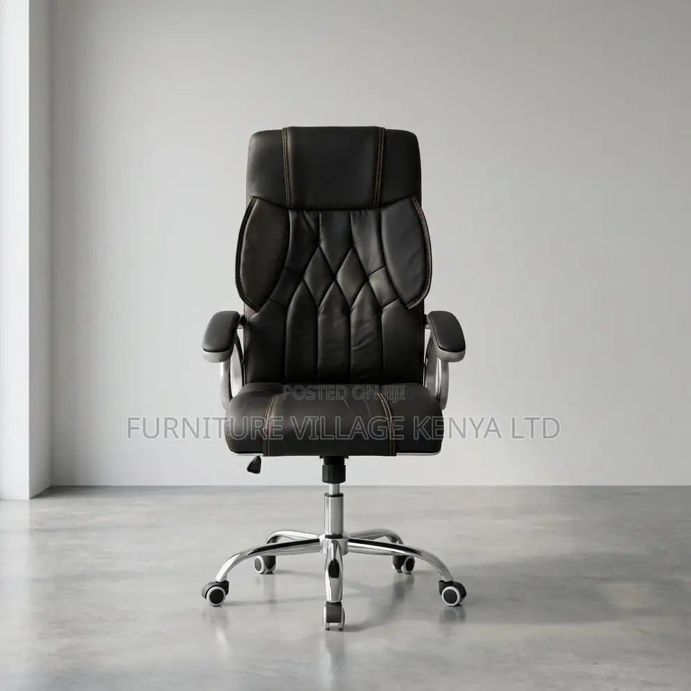 Swivel Leather Chair With Soft Elbow Support