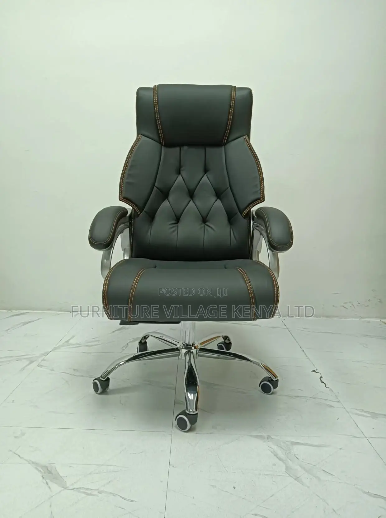 Swivel Leather Chair With Soft Elbow Support
