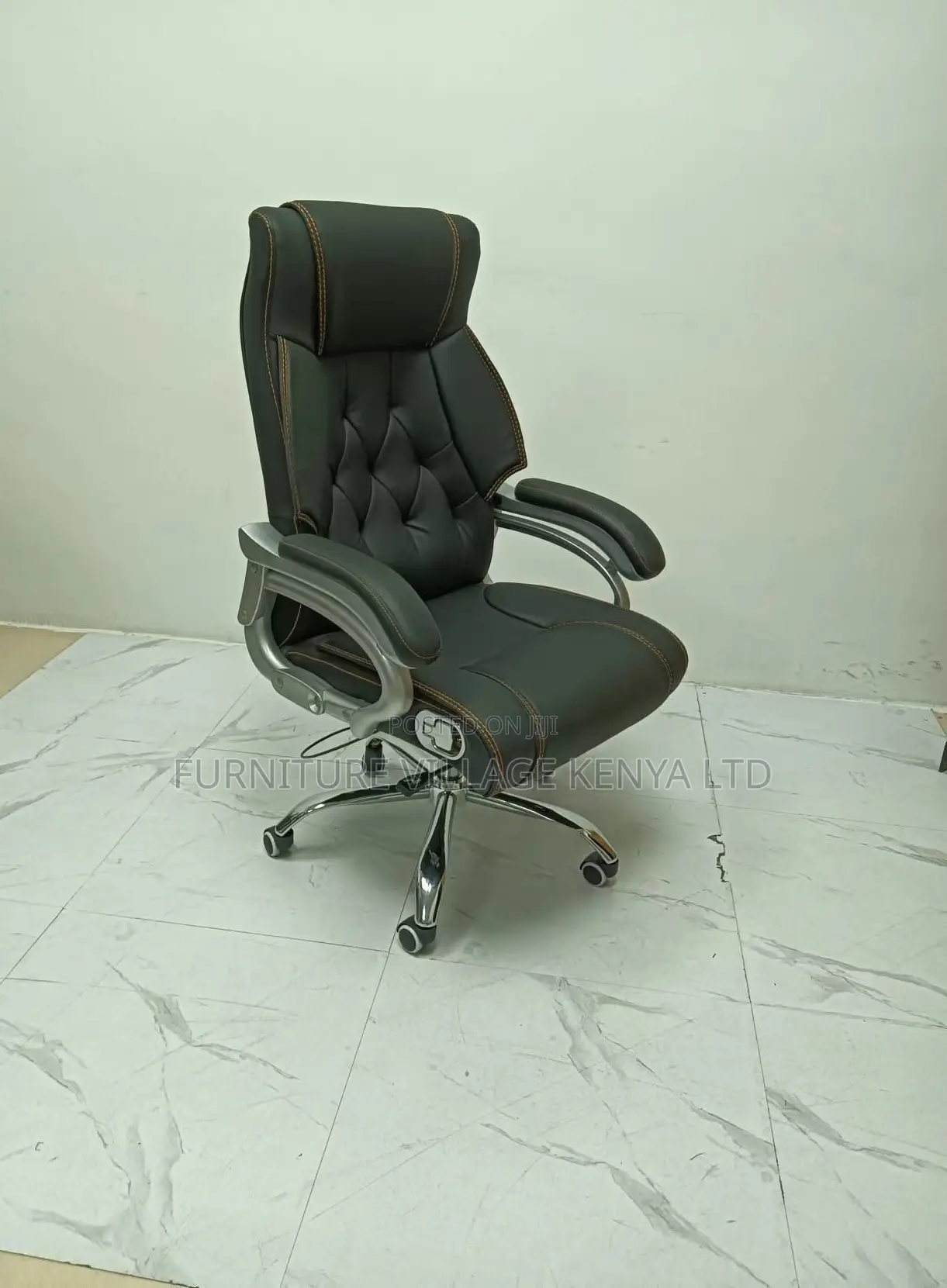 Swivel Leather Chair With Soft Elbow Support