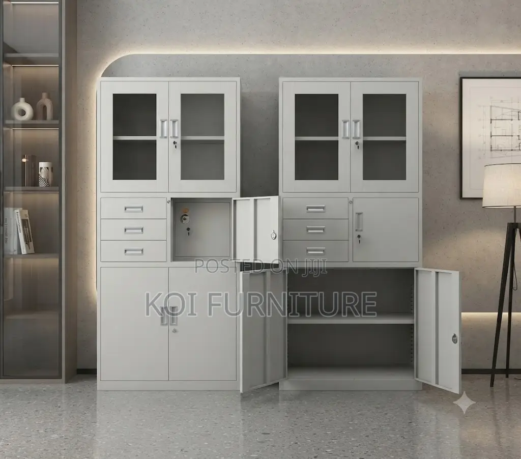 Office Cabinets; Steel Storage Cabinet With Two Doors and Safe