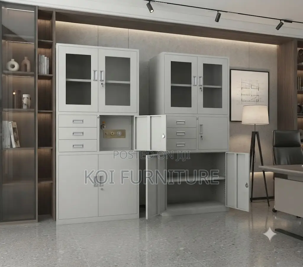 Office Cabinets; Steel Storage Cabinet With Two Doors and Safe