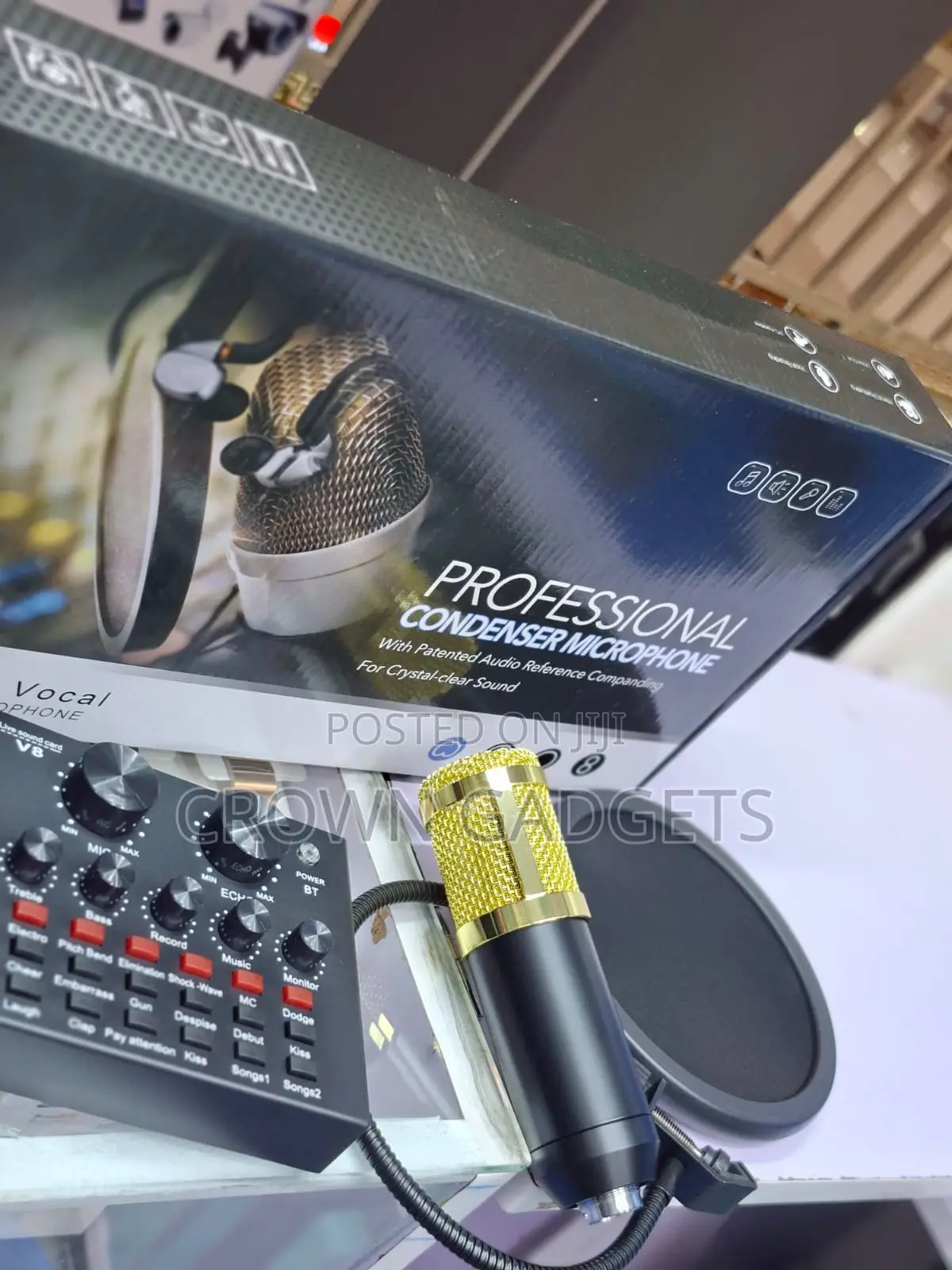 Bm800 V8 Podcast Microphone Kit With Stand and Pop Filter