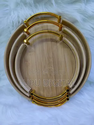 Bamboo 3 Pc Round Tray With Handles