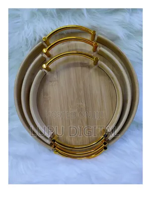 Bamboo 3 Pc Round Tray With Handles