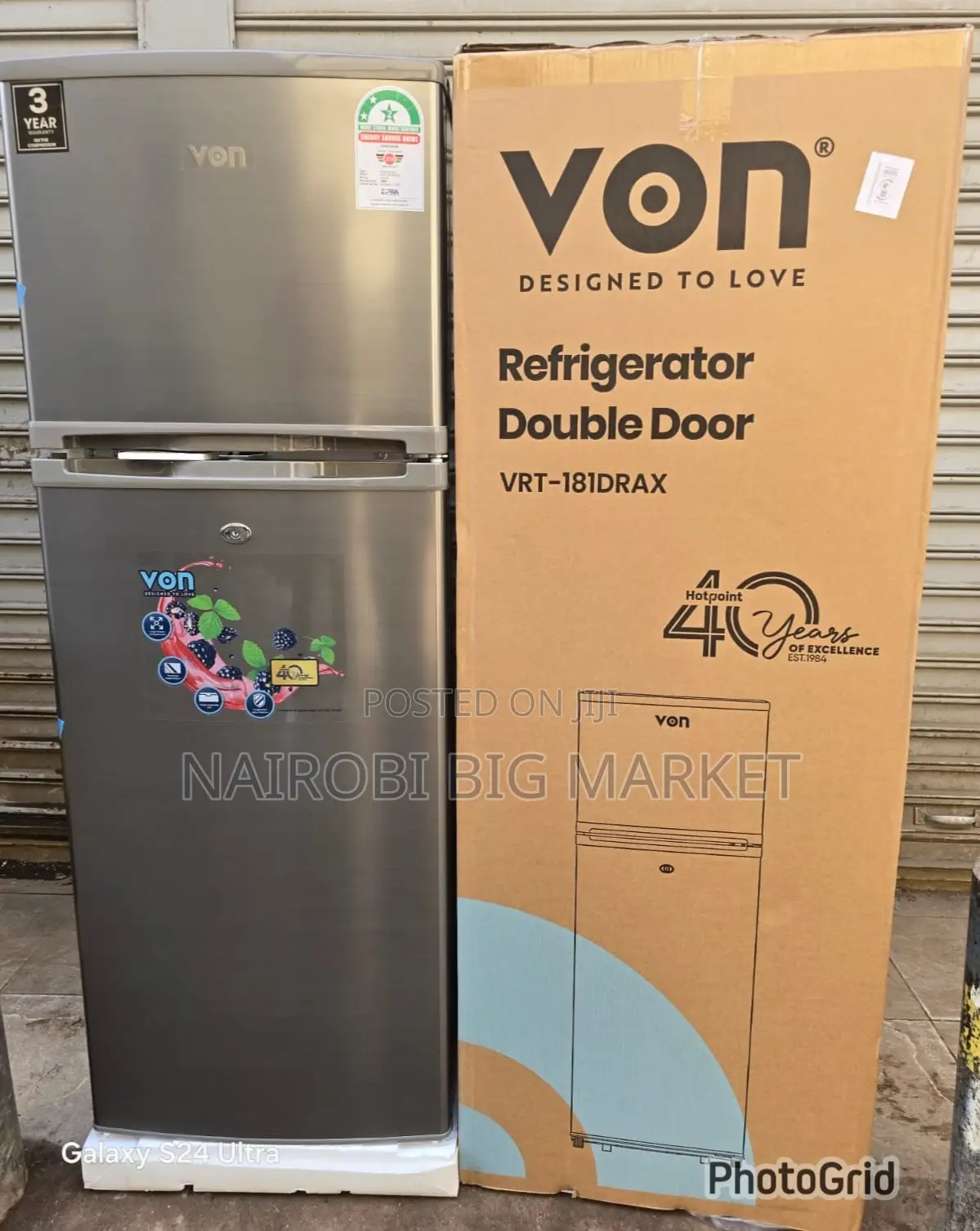 Von VRT-181drax Double Door Fridge 181 Liters Refrigerator