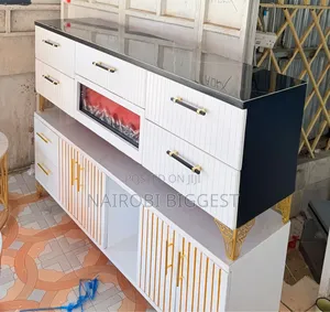 Modern Executive Tv Stand With a Functional Fire Place