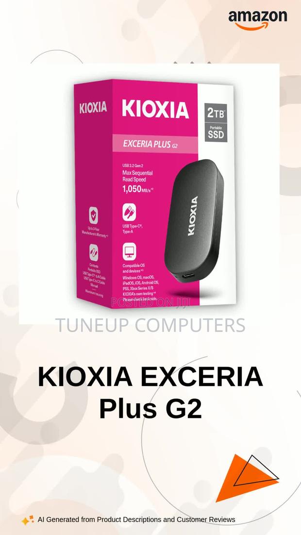 Kioxia Exceria Plus G2 Portable External SSD 2tb Upto 1050mb/S