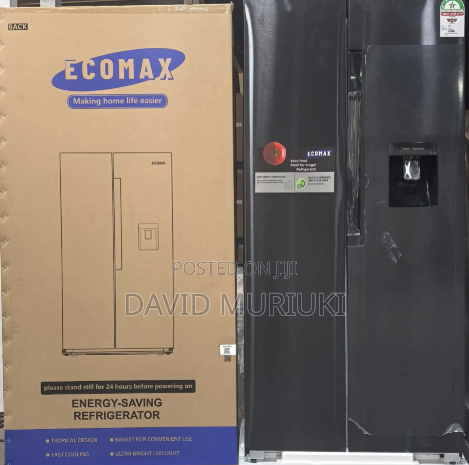 Ecomax 454 Litres Dark Silver Side by Side, Dispenser Refrigerator
