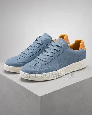 Quality Original Hugo Boss Leather Shoes White Blue Navy Blue